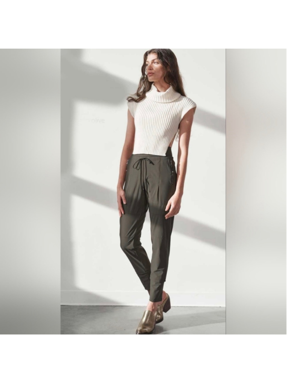 Raffaello Rossi Womens Candy Pants Dark Olive Comfort Luxury Tech Size 36 US 6